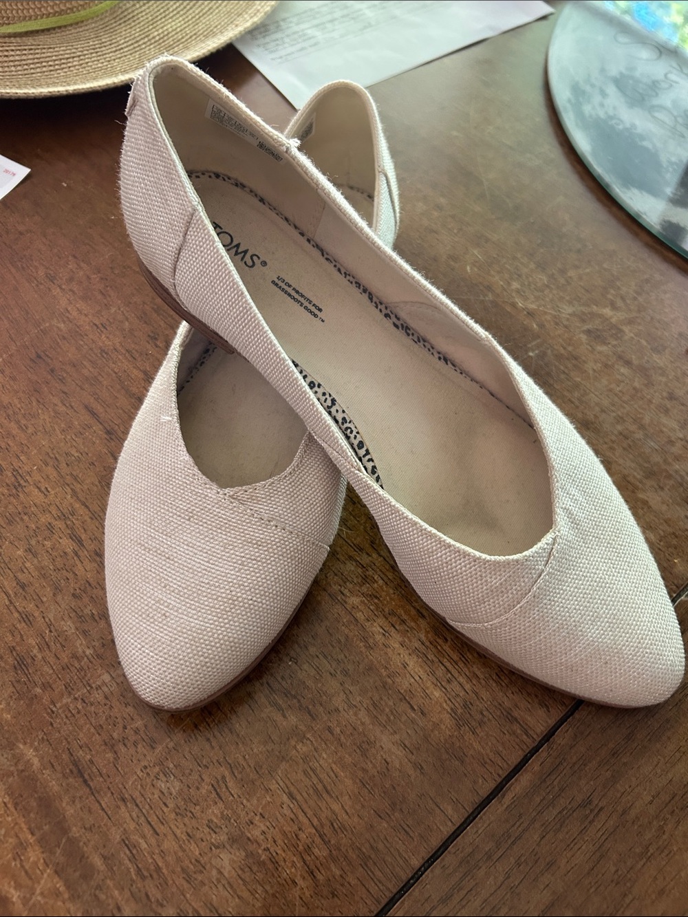 Toms Women's Canvas Pointed Flats — Blush Pink